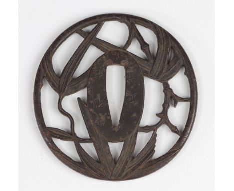 JAPAN EDO period (1603 - 1868) Iron tsuba plant decoration Provenance: Gaston-Louis Vuitton collection. This piece is referen