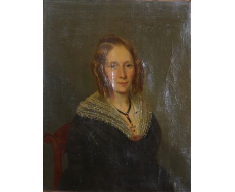 Oil on canvas 19th "portrait of a young woman" - Sizes: Cadre H=380mm L=330mm Toile H=250mm L=200mm - Weight (K): 1,3kg - Con