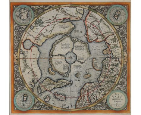 Gerhard MERCATOR (1512-1594) polar circle card - Sizes: Cadre H=630mm L=645mm Carte H=380mm L=400mm - Weight (K): 3kg - Condi