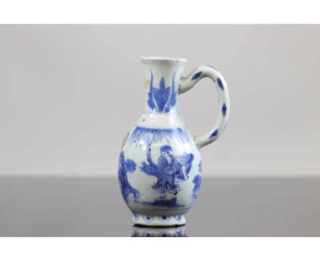 China, White blue porcelain jug, China transition period - Sizes: H =178mm - Weight (K): 0,415kg - Condition: accidents 