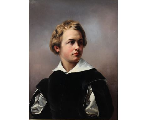 Eugene VERBOECKHOVEN (1798 / 99-1881) "portrait of a young man" Brussels 1845 and signed - Sizes: Cadre L=830mm H=1003mm pein