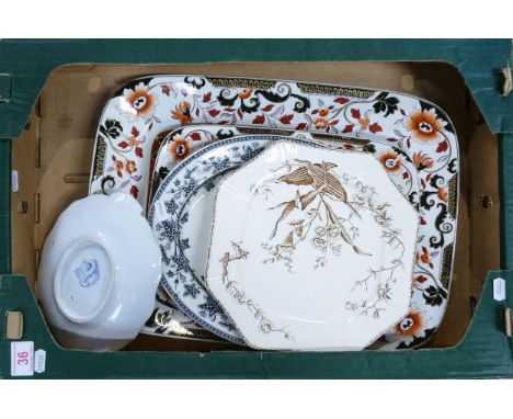 J F Wileman charger, oval platter, plates etc ( 6 pieces) 