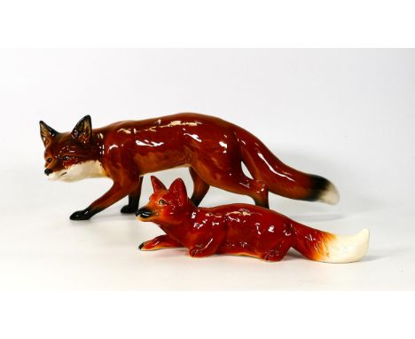 Two Ceramic Fox Figures to include Beswick Fox 5209 together with a Sylvac Fox 