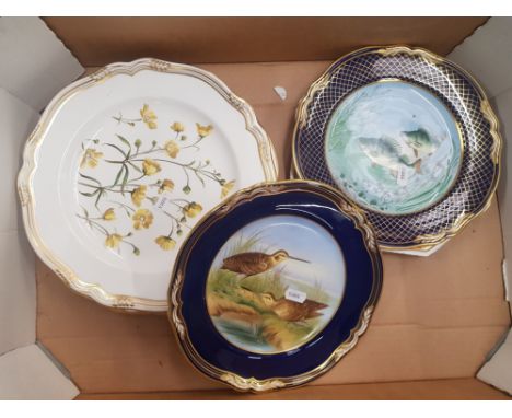 A mixed collection of spode cabinet/wall plates including a handpainted gamebirds series plate by A. Wallace (1 tray) 