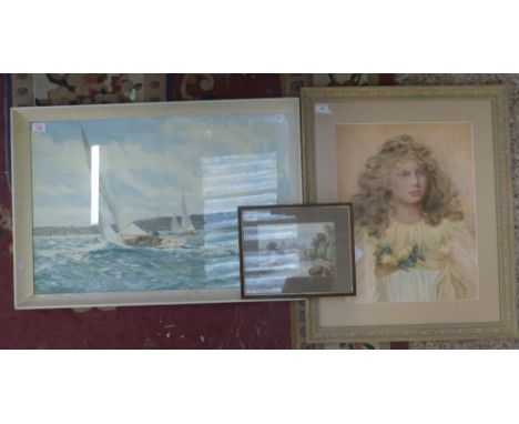 Three framed artworks; to include Pastel Portrait of Young Girl by Kate M. Patterson, Kroheim Licensed Baxter Print and Print