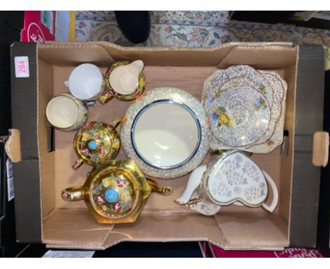A mixed collection of items to include Sadlers floral &amp; gilt decorated tea service, Novelty Linguard Webster teapot, chin