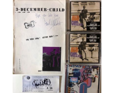 THE JAM SIGNED. Signed Jam items to include: ticket stub, CD inner and fanzine all signed by Paul Weller, CD inner signed by 