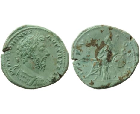 Marcus Aurelius (161-180), Sestertius, Rome, AD 171-172; AE (g 21,76; mm 32; h 6); M ANTONINVS - AVG TR P XXVI, laureate and 