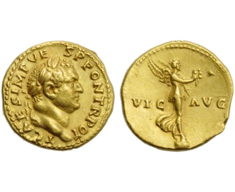 Titus, as Caesar (Vespasian, 69-79), Aureus, Rome, AD 72-73; AV (g 7,35; mm 20; h 7); T CAES IMP VE - SP PON TR POT, laureate
