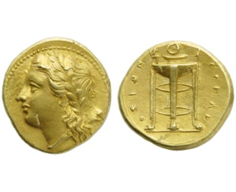 Sicily, Syracuse, Agathokles (317-289), 50 Litrai, c. 310-305 BC; EL (g 3,64; mm 15; h 9); Laureate head of Apollo l.; on r.,