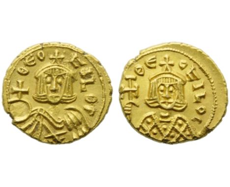 Theophilus (829-842), Solidus, Syracuse, AD 831-842; AV (g 3,85; mm 17; h 6); ?EO - FILOS, crowned bust facing, wearing chlam