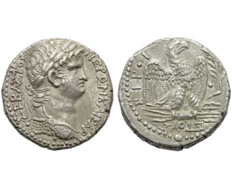 Nero (54-68), Tetradrachm, Syria: Antioch, AD 63-64; AR (g 14,61; mm 25; h 12); ?????????? - ?????  ??????, laureate head l.,
