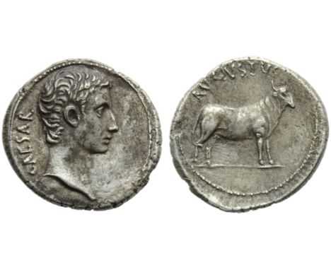Augustus (27 BC - AD 14), Denarius, Greece: Samos (?), c. 21-20 BC; AR (g 3,63; mm 20; h 12); CAESAR, bare head r., Rv. AVGVS