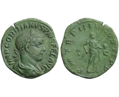 Gordian III (238-244), Sestertius, Rome, AD 241-243; AE (g 18,18; mm 30; h 12); IMP GORDIANVS PIVS FEL AVG, laureate, draped 