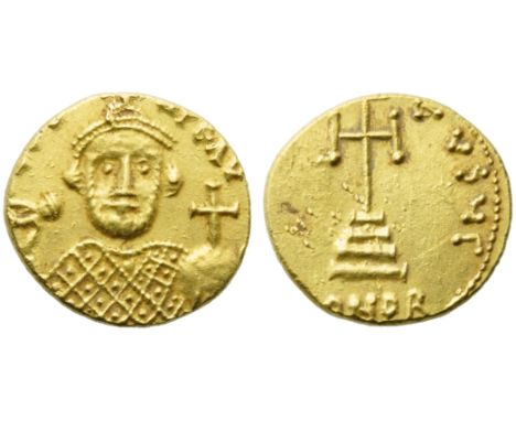 Leontius (695-698), Solidus, Syracuse, AD 695-698; AV (g 4,09; mm 17; h 6); D LEO - N AVG, crowned bust facing, wearing loros