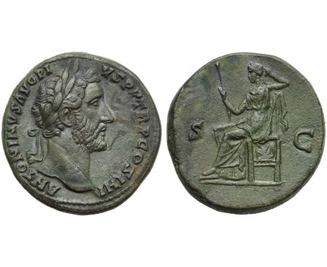Antoninus Pius (138-161), Sestertius, Rome, AD 145-161; AE (g 26,83; mm 30; h 12); ANTONINVS AVG PI - VS P P TR P COS IIII, l