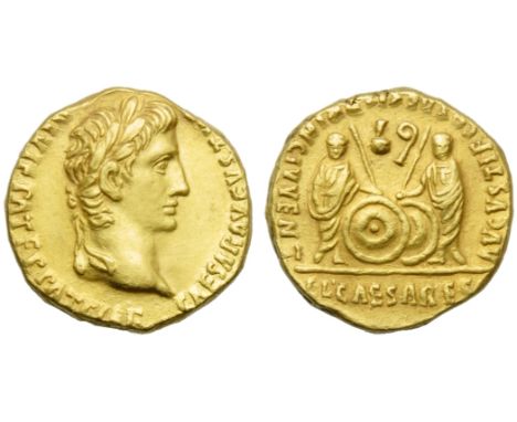 Augustus (27 BC - AD 14), Aureus, Lugdunum, 2 BC - AD 4; AV (g 7,78, mm 17; h 6); CAESAR AVGVSTVS - DIVI F PATER PATRIAE, lau