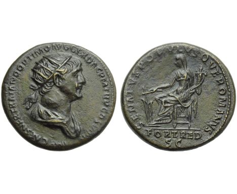 Trajan (98-117), Dupondius, Rome, AD 114-117; AR (g 11,48; mm 27; h 7); [IMP] CAES NER TRAIANO OPTIMO AVG GER DAC P M TR P CO