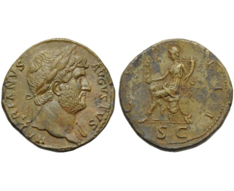 Hadrian (117-138), Sestertius, Rome, AD 125-128; AE (g 24,25; mm 32; h 6); HADRIANVS - AVGVSTVS, laureate, drapery on l. shou