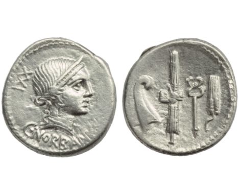 C. Norbanus, Denarius, Rome, 83 BC; AR (g 3,77; mm 18; h 12); Head of Venus r.; below, C NORBANVS; behind, control numeral, R