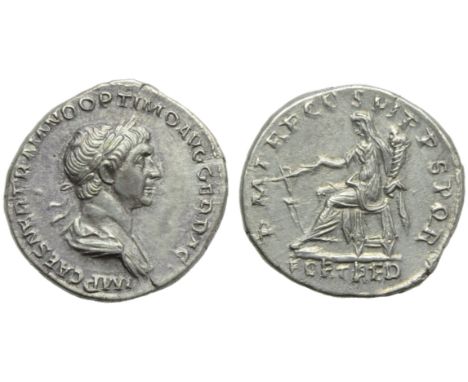 Trajan (98-117), Denarius, Rome, AD 114-117; AR (g 3,37; mm 19; h 7); IMP CAES NER TRAIANO OPTIMO AVG GER DAC, laureate and d