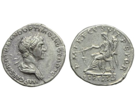 Trajan (98-117), Denarius, Rome, AD 114-117; AR (g 3,37; mm 19; h 7); IMP CAES NER TRAIANO OPTIMO AVG GER DAC, laureate and d