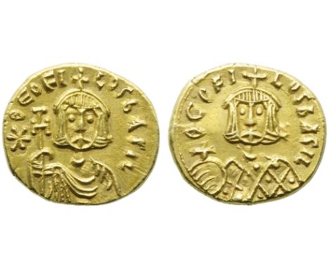 Theophilus (829-842), Solidus, Syracuse, AD 829-830; AV (g 3,61; mm 16; h 6); *?EOFI - LOS bASIL, crowned bust facing, wearin