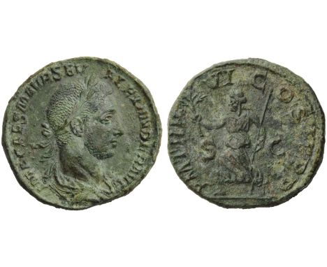 Severus Alexander (222-235), Sestertius, Rome, AD 227; AE (g 18,96; mm 30; h 12); IMP CAES M AVR SEV - ALEXANDER AVG, laureat