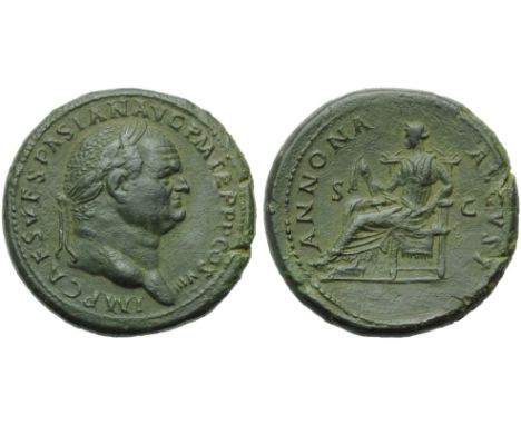 Vespasian (69-79), Sestertius, Rome, AD 77-78; AE (g 26,20; mm 33; h 6); IMP CAES VESPASIAN AVG P M TR P P P COS VIII, laurea