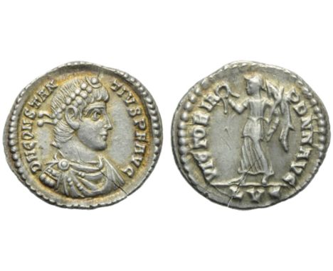 Constantius II (337-361), Reduced siliqua, Lugdunum, AD 360-361; AR (g 1,94; mm 18; h 12); D N CONSTAN - TIVS P F AVG, diadem