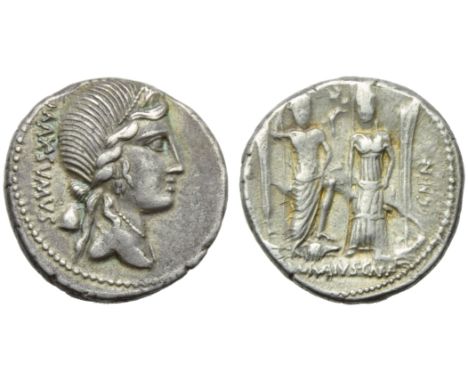 C. Egnatius Cn.f. Cn.n. Maxsumus, Denarius, Rome, 75 BC; AR (g 4,01; mm 18; h 7); Draped bust of Libertas r., wearing diadem;