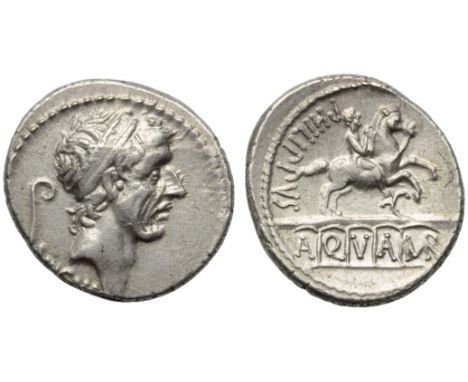 L. Marcius Philippus, Denarius, Rome, 56 BC; AR (g 3,65; mm 18; h 4); Diademed head of Ancus Marcius r.; behind, lituus; belo