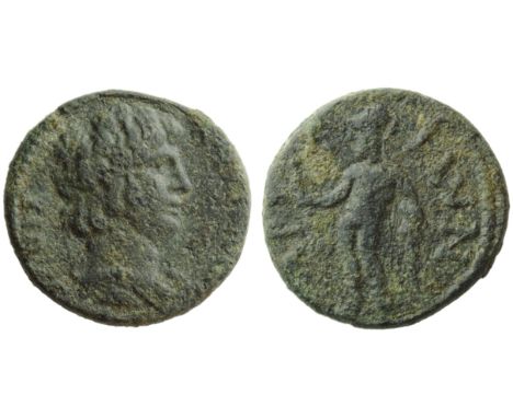 Antinous (Hadrian, 117-138), Assarion, Achaea: Argos, post AD 130; AE (g 6,59; mm 20; h 6); [ANTINOOC], draped bust r., Rv. A