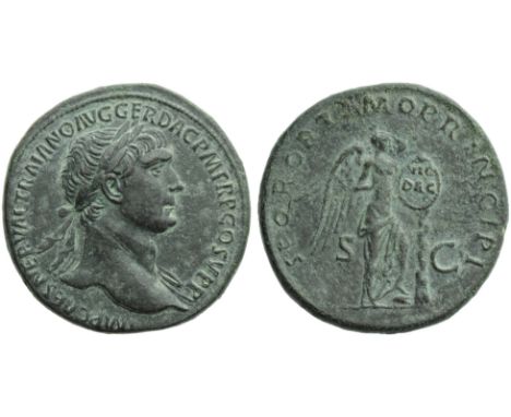 Trajan (98-117), Sestertius, Rome, AD 103-111; AE (g 24,60; mm 33; h 6); IMP CAES NERVAE TRAIANO AVG GER DAC P M TR P COS V P