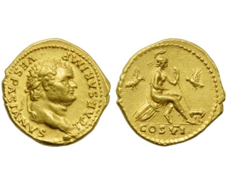 Titus, as Caesar (Vespasian, 69-79), Aureus, Rome, AD 77-78; AV (g 7,24; mm 19; h 6); T CAESAR IMP - VESPASIANVS, laureate he