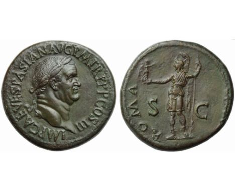 Vespasian (69-79), Sestertius, Rome, AD 71; AE (g 26,17; mm 35; h 6); IMP CAE VESPASIAN AVG P M TR P P P COS III, laureate he