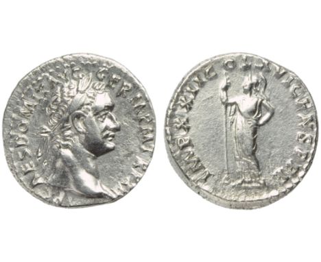 Domitian (81-96), Denarius, Rome, AD 94; AR (g 3,37; mm 17; h 6); IMP CAES DOMIT AVG GERM P M TR P VI, laureate head r., Rv. 