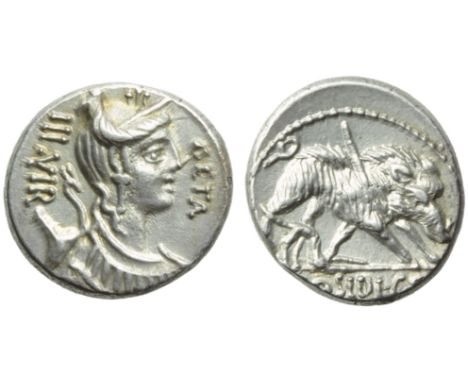 C. Hosidius C.f. Geta, Denarius, Rome, 68 BC; AR (g 3,91; mm 17; h 5); Draped bust of Diana r., with bow and quiver over shou