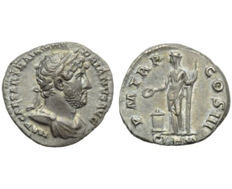 Hadrian (117-138), Denarius, Rome, AD 119-122; AR (g 3,49; mm 18; h 7); IMP CAESAR TRAIAN HA - DRIANVS AVG, laureate, draped 