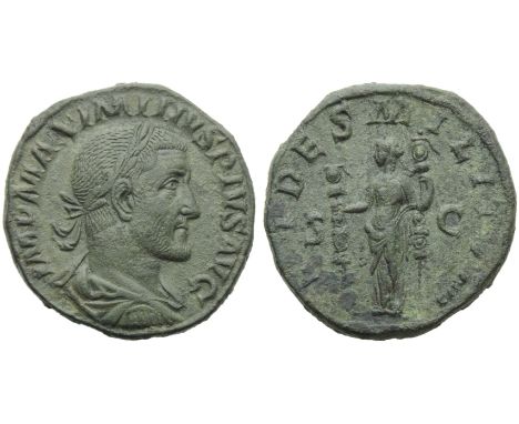 Maximinus I (235-238), Sestertius, Rome, AD 235-236; AE (g 19,93; mm 29; h 12); IMP MAXIMINVS PIVS AVG, laureate, draped and 