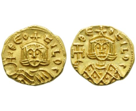 Theophilus (829-842), Solidus, Syracuse, AD 831-842; AV (g 3,62; mm 16; h 6); ?EO - FILOS, crowned bust facing, wearing chlam