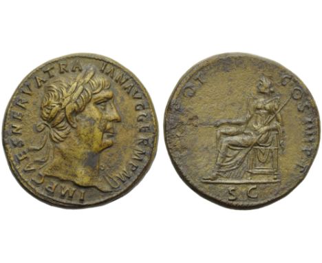 Trajan (98-117), Sestertius, Rome, AD 101-102; AE (g 26,46; mm 34; h 5); IMP CAES NERVA TRA - IAN AVG GERM P M, laureate head