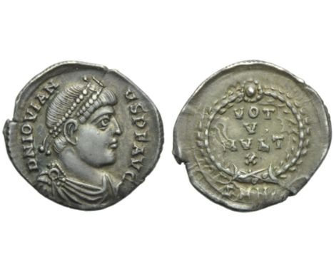 Jovian (363-364), Reduced Siliqua, Nicomedia, 27 June AD 363 - 16 February AD 364; AR (g 1,76; mm 18; h 7); D N IOVIAN - VS P