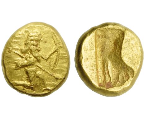 Achaemenid kings of Persia, Time of Darios I or Serses I, Daric, c. 485-420 BC; AV (g 8,30; mm 15; h -); King of Persia, crow