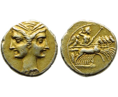 The Carthaginians in the Mediterranean, Capua, 3/8 Shekel, c. 216-211 BC; EL (g 2,95; mm 14; h 12); Janifom head of Tanit, we