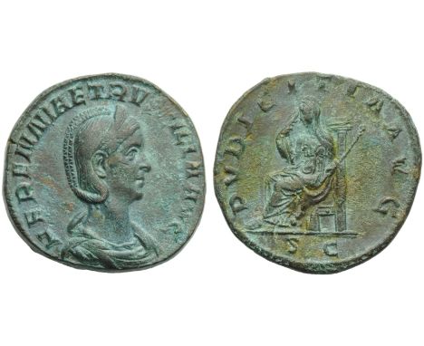 Herennia Etruscilla (Trajan Decius, 249-251), Sestertius, Rome, AD 249-251; AE (g 18,24; mm 29; h 6); HERENNIA ETRV[SC]ILLA A