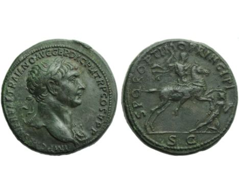 Trajan (98-117), Sestertius, Rome, AD 103-111; AE (g 28,67; mm 34; h 6); IMP CAES NERVAE TRAIANO AVG GER DAC P M TR P COS V P