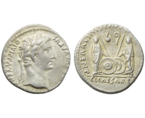 Augustus (27 BC - AD 14), Denarius, Lugdunum, 2 BC - AD 4; AR (g 3,72; mm 18; h 6); [CAESAR AV]GVSTVS - DIVI F PATER [PATRIAE
