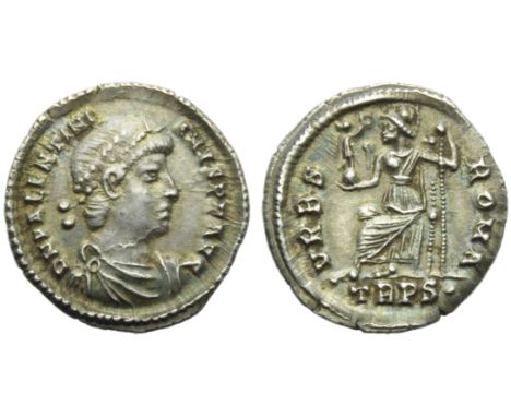 Valentinian I (364-375), Siliqua, Treveri, AD 367-375; AR (g 1,98; mm 19; h 6); D N VALENTINI - ANVS P F AVG, diademed, drape