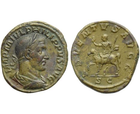 Philip I (244-249), Sestertius, Rome, AD 244-249; AE (g 22,08; mm 31; h 12); IMP M IVL PHILIPPVS AVG, laureate, draped and cu